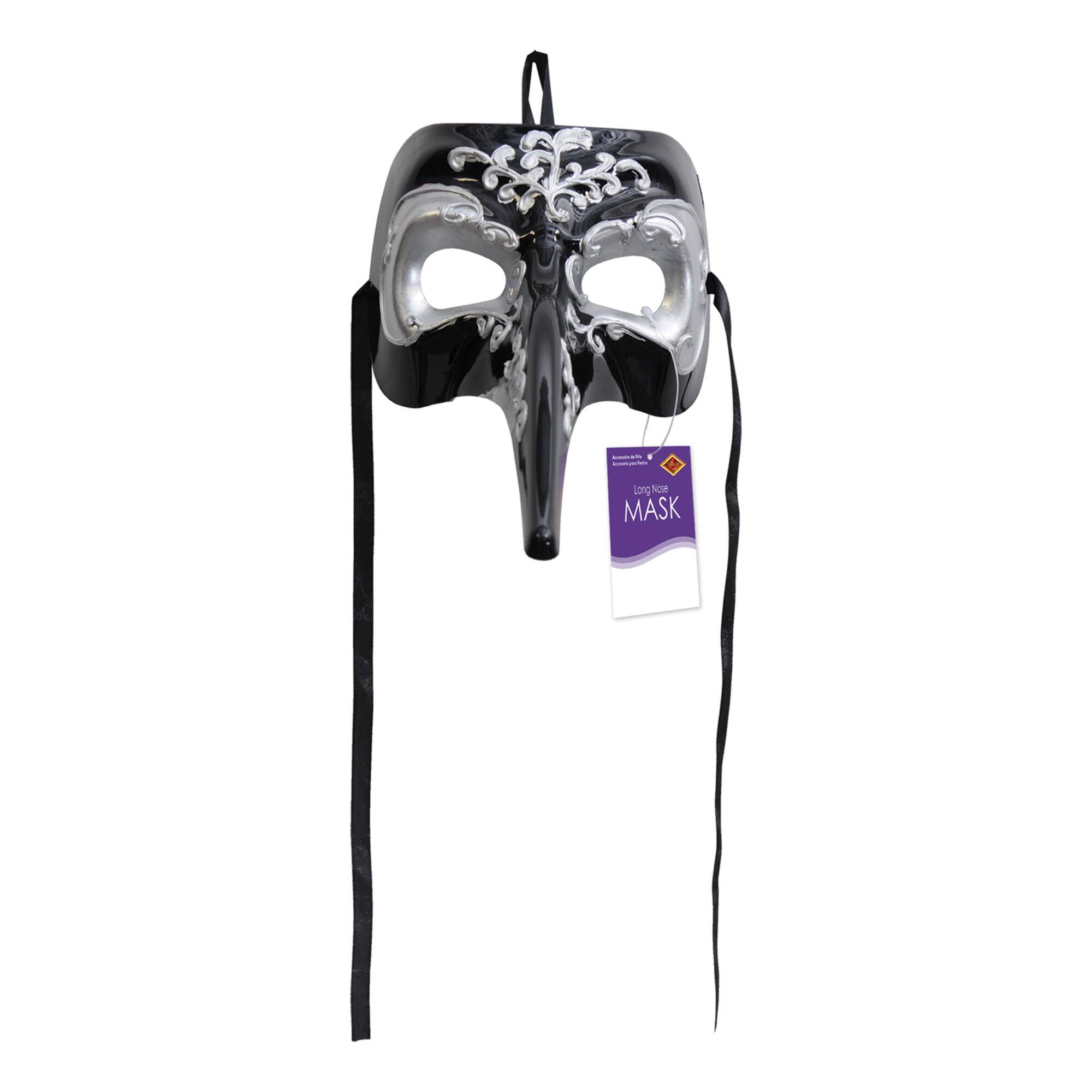 Beistle Black & Silver Long Nose Mask